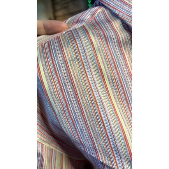 men's vintage red striped button down collared shirt - Picture 3 of 3